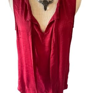 CAbi Cinch Top Vibrant Burgandy Sleeveless Blouse- Small